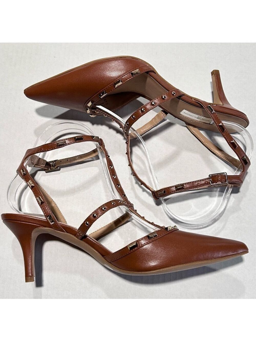 INC International Concepts Tan Studded Ankle Strap Pumps Size 9 - Picture 7 of 11